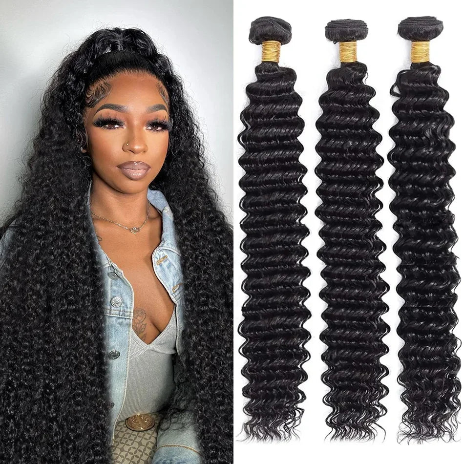 100 Virgin Curly Hair Bundles 12A Double Weft Natural - GirlnamedParis