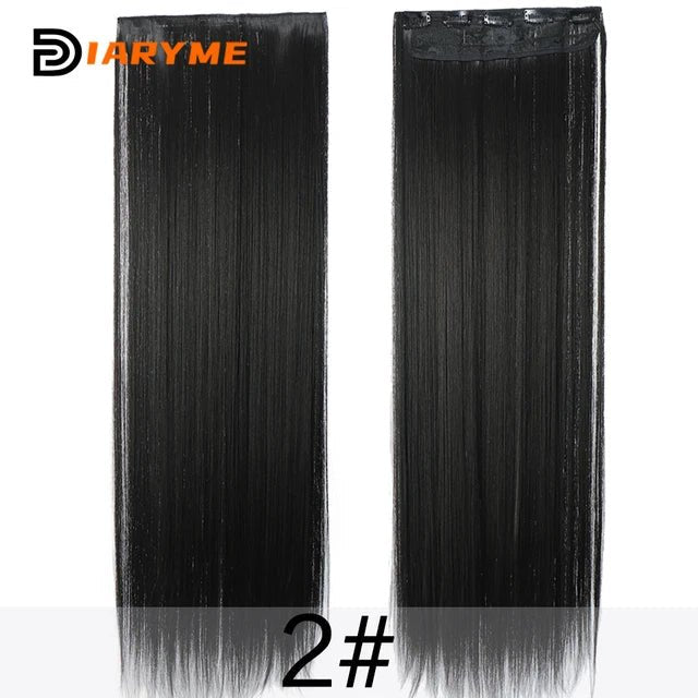 100cm Straight BlackRed HeatResistant ClipIn Hair Extensions - GirlnamedParis