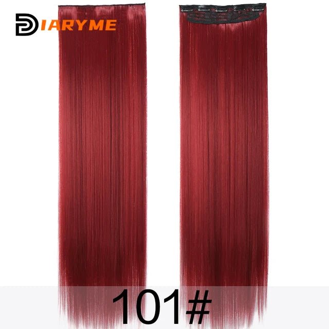 100cm Straight BlackRed HeatResistant ClipIn Hair Extensions - GirlnamedParis