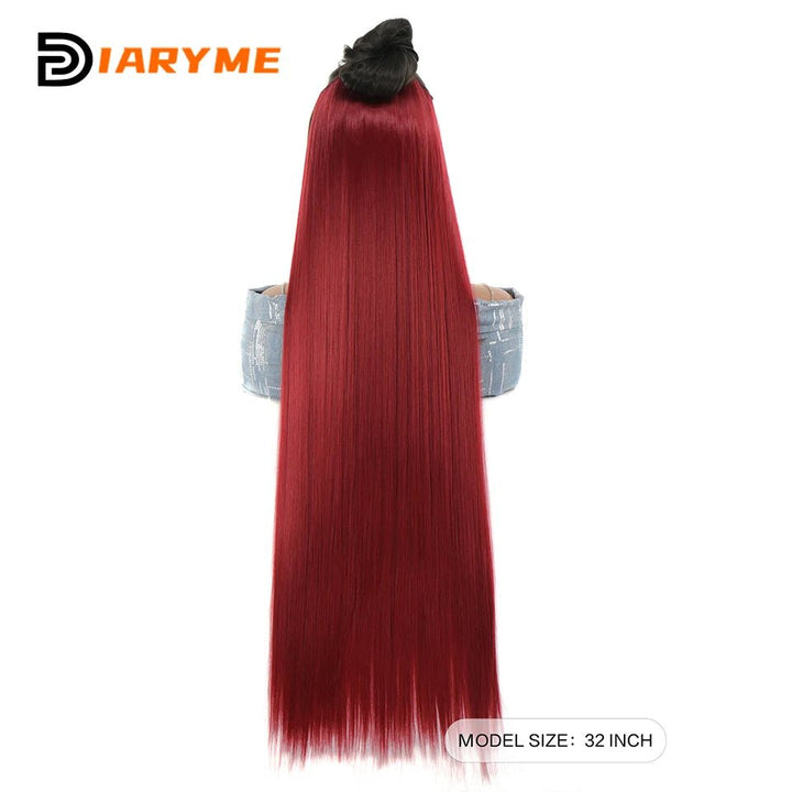 100cm Straight BlackRed HeatResistant ClipIn Hair Extensions - GirlnamedParis