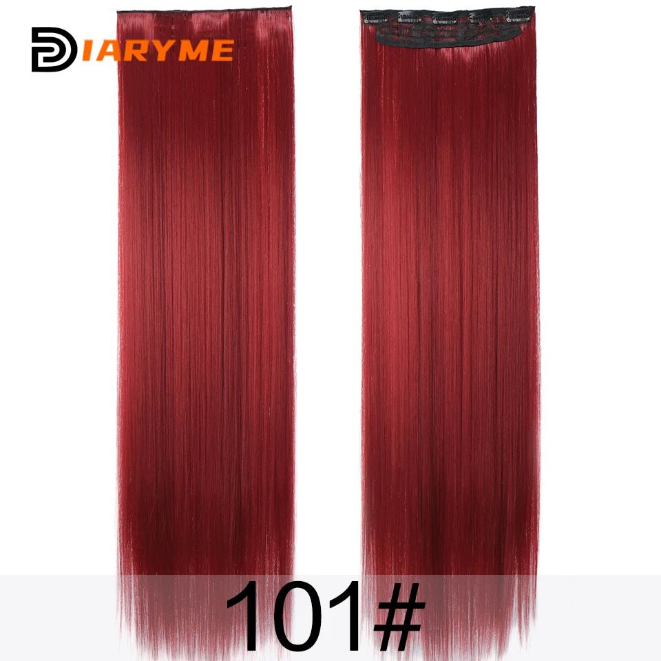 100cm Straight BlackRed HeatResistant ClipIn Hair Extensions - GirlnamedParis