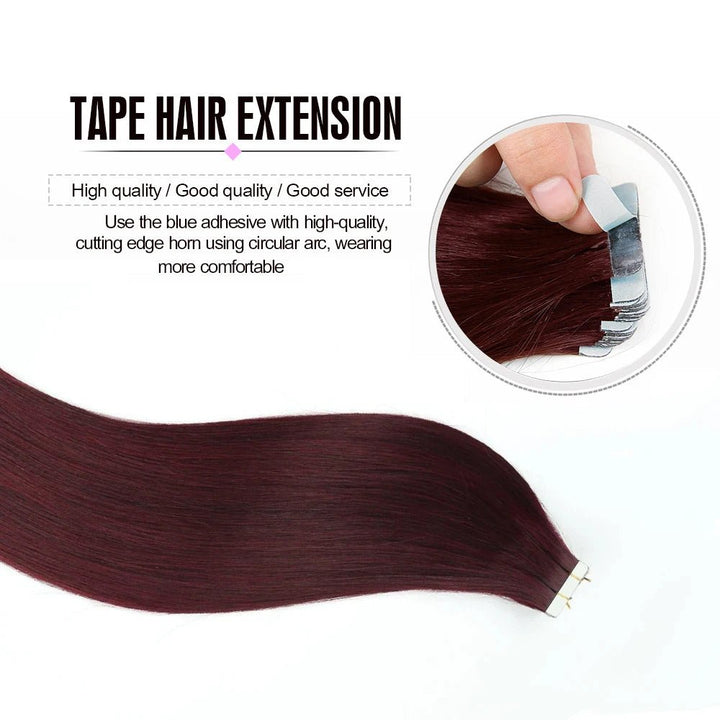 24 Seamless 99J Burgundy Remy TapeIn Hair Extensions - GirlnamedParis