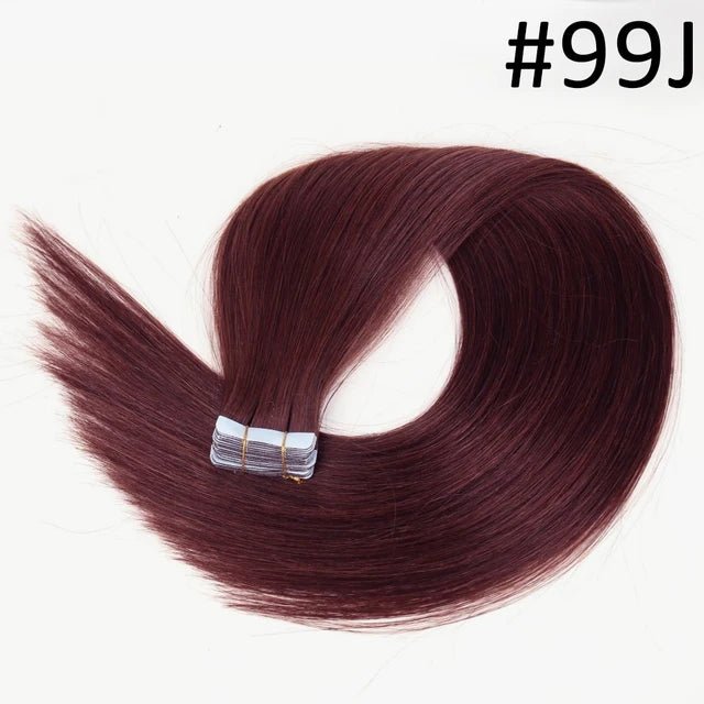 24 Seamless 99J Burgundy Remy TapeIn Hair Extensions - GirlnamedParis