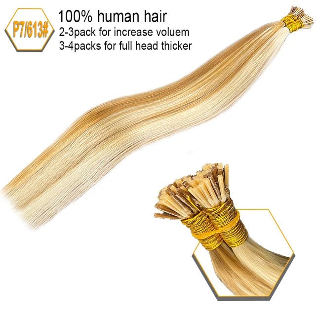 30 BrownBlonde ITip Human Hair Extensions Set - GirlnamedParis