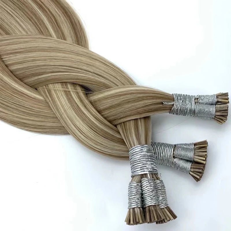 30 BrownBlonde ITip Human Hair Extensions Set - GirlnamedParis