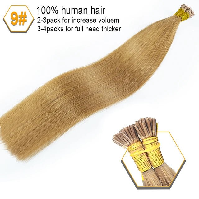 30 BrownBlonde ITip Human Hair Extensions Set - GirlnamedParis