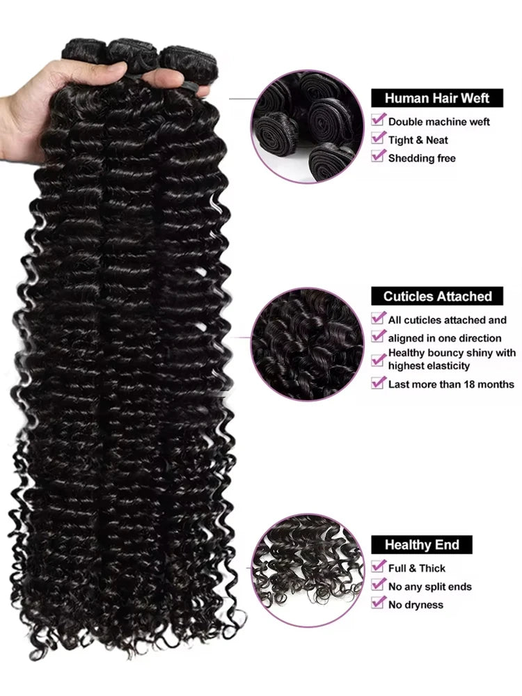 3032 Inch Deep Wave Remy Virgin Human Hair Bundles - GirlnamedParis