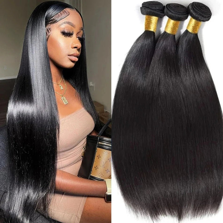 30Inch Brazilian Bone Straight 12A Hair Bundles - GirlnamedParis