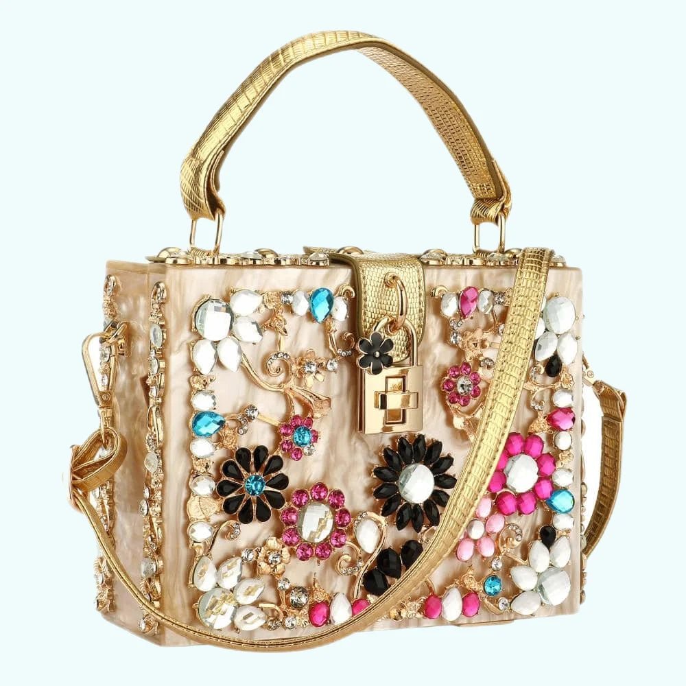 Acrylic Handbags Women 2022 Fashion Flower Shoulder Bags Evening Party - GirlnamedParis