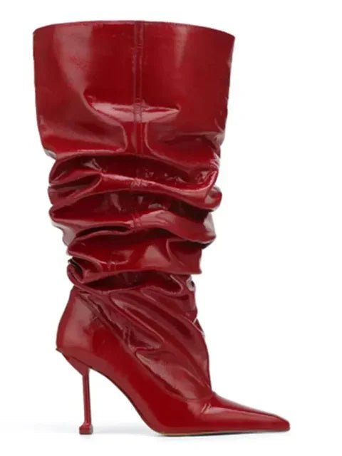 Chic Slim Fit KneeHigh Pleated Heeled Boots - GirlnamedParis