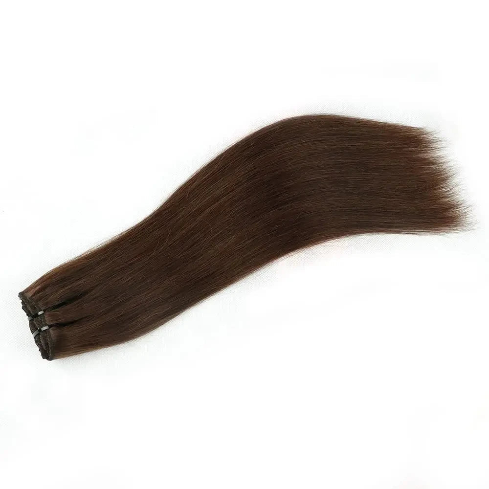 Chocolate Brown Seamless Human Hair ClipIn Extensions - GirlnamedParis