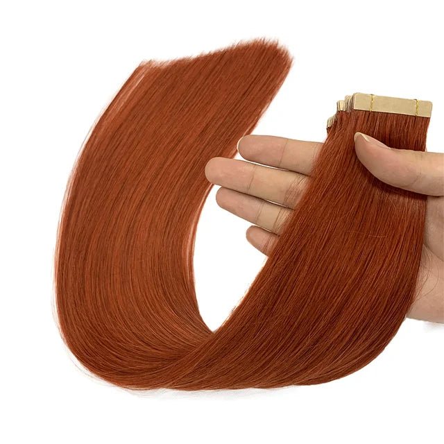 Dark Auburn Invisible Skin Weft Remy Hair Extensions 1424 - GirlnamedParis