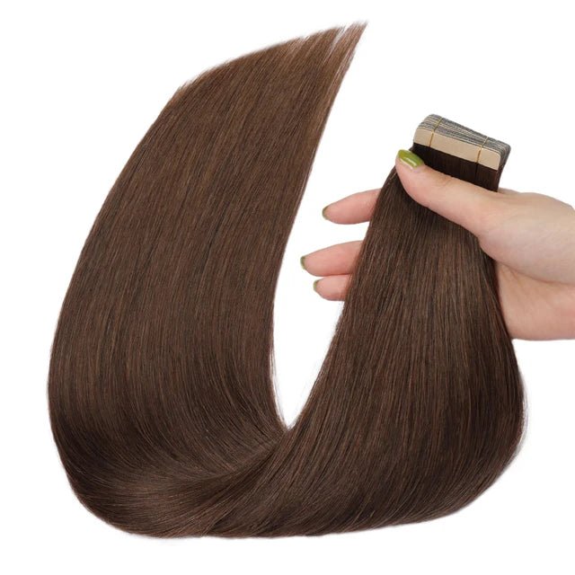 Dark Auburn Invisible Skin Weft Remy Hair Extensions 1424 - GirlnamedParis