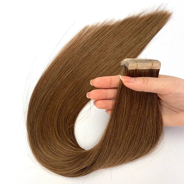 Dark Auburn Invisible Skin Weft Remy Hair Extensions 1424 - GirlnamedParis