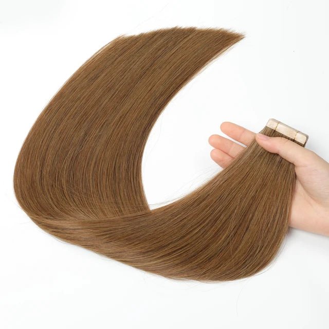 Dark Auburn Invisible Skin Weft Remy Hair Extensions 1424 - GirlnamedParis