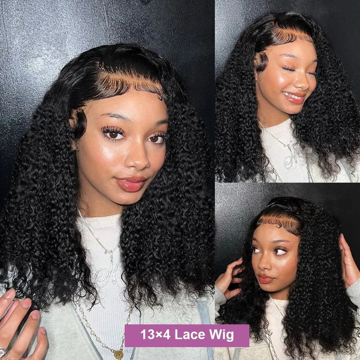 Deep Wave Bob 13x4 Lace Front Curly Human Hair Wig - GirlnamedParis