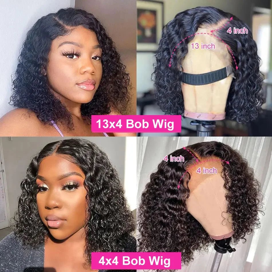 Deep Wave Short Bob 13x4 Lace Front Wig 200 Density - GirlnamedParis