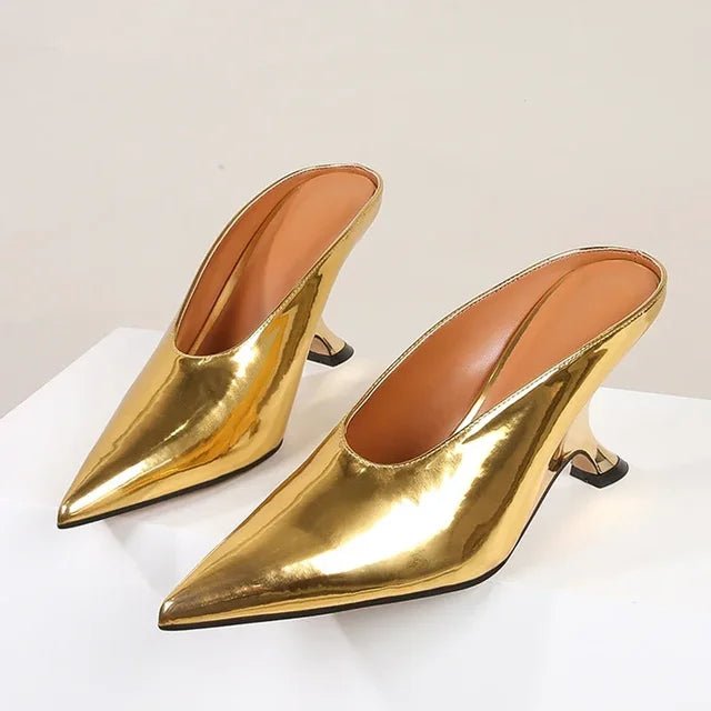 Eilyken Womens Designer Pointed Toe High Heel Mules - GirlnamedParis