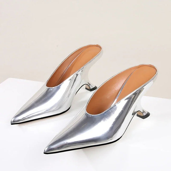 Eilyken Womens Designer Pointed Toe High Heel Mules - GirlnamedParis