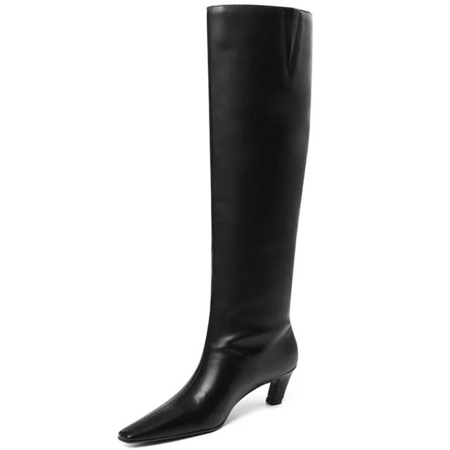 Elegant Black Over Knee High Boots with Kitten Heels - GirlnamedParis