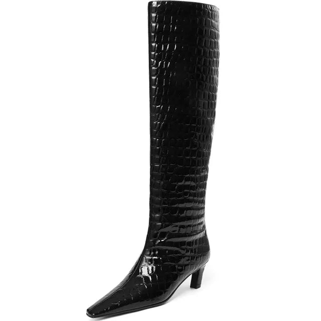 Elegant Black Over Knee High Boots with Kitten Heels - GirlnamedParis