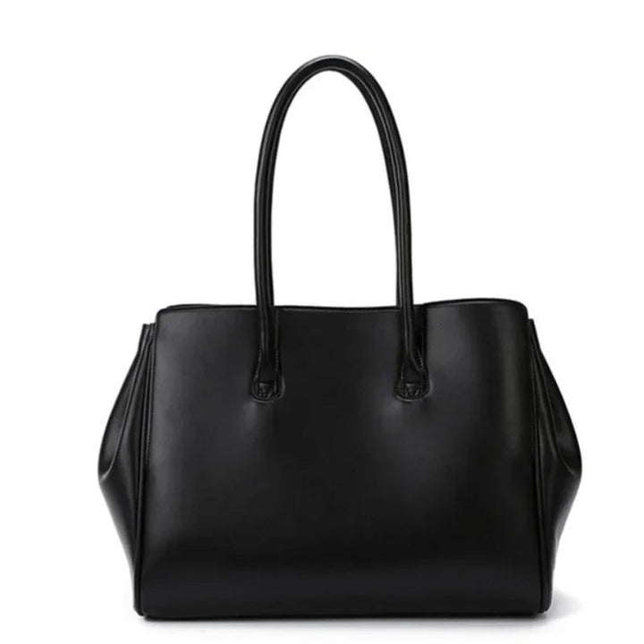 Elegant Black PU Leather Tote Bag for Commuters - GirlnamedParis