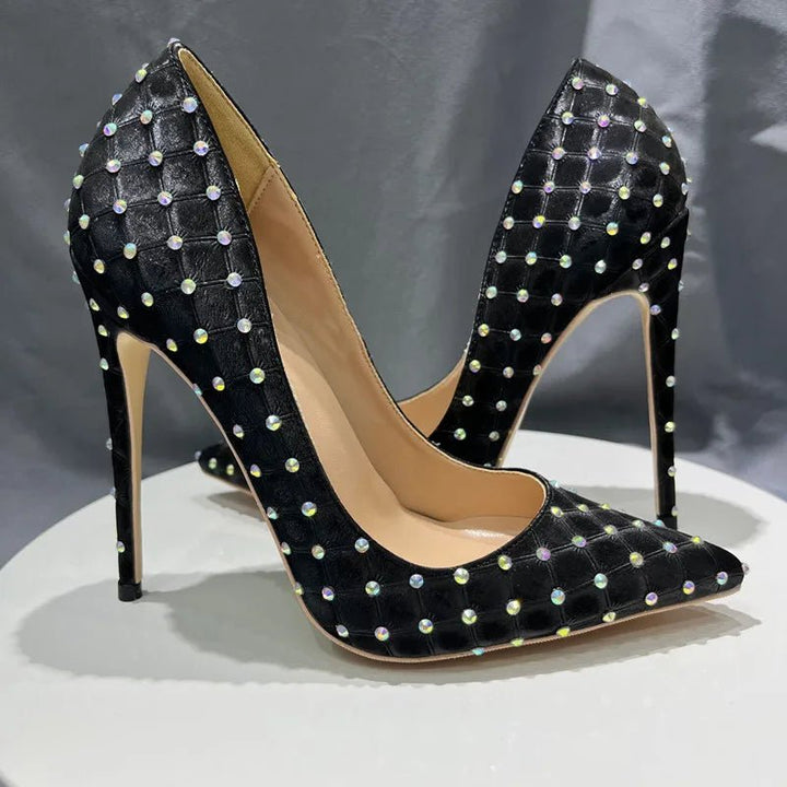 Elegant High Heels with Studded Glass Overlay for Women - GirlnamedParis