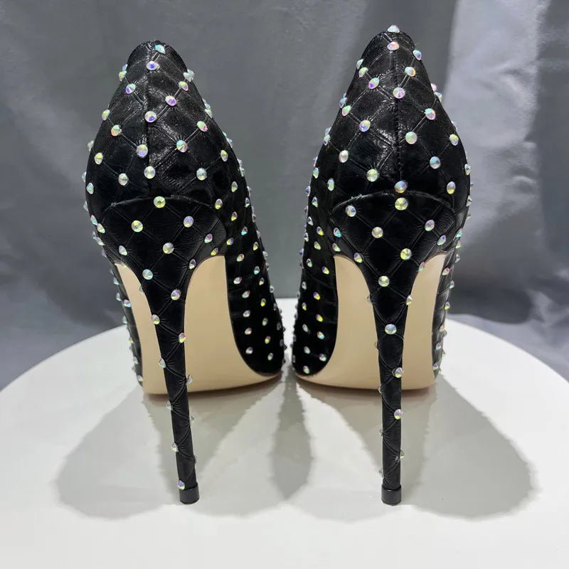 Elegant High Heels with Studded Glass Overlay for Women - GirlnamedParis