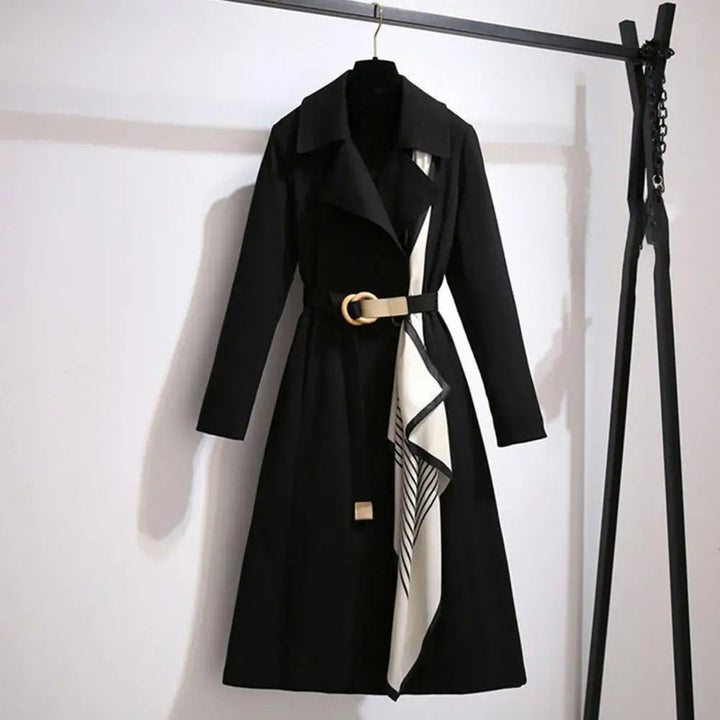 Elegant Korean Womens Trench Coat MidLength SpringFall Novelty - GirlnamedParis