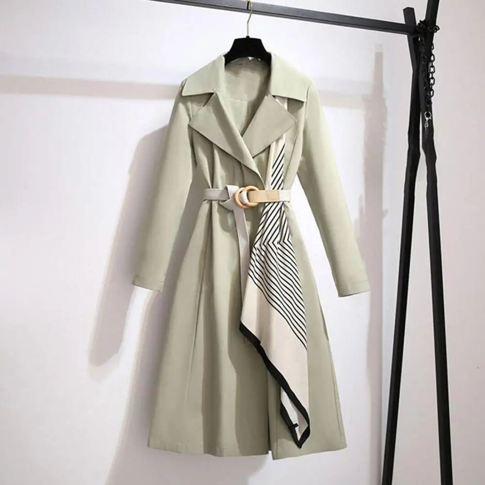 Elegant Korean Womens Trench Coat MidLength SpringFall Novelty - GirlnamedParis