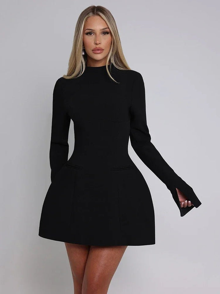 Elegant Long Sleeve Backless Mini Dress Paris - Runway - GirlnamedParis