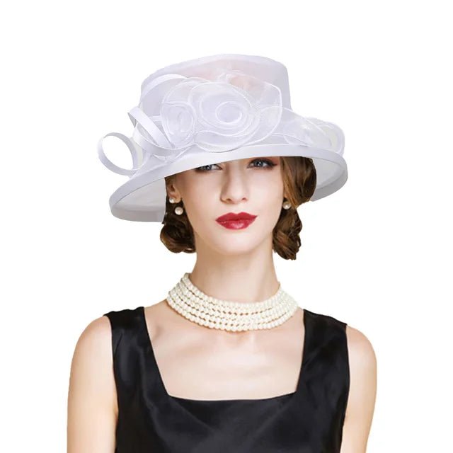 Elegant Purple White Church Hat for Women Luxury Brand Fascinator - GirlnamedParis