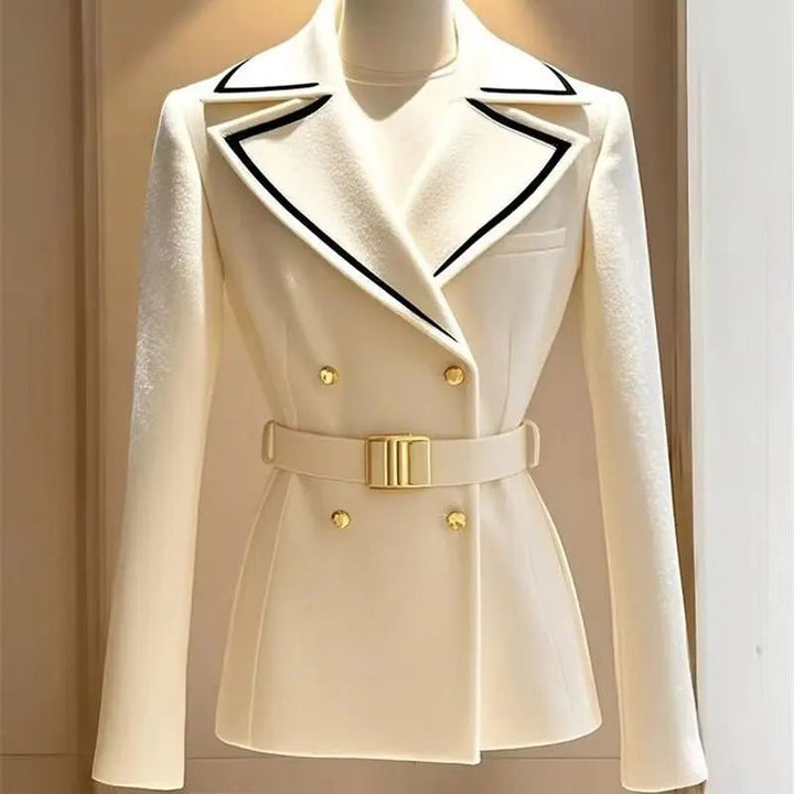 Elegant Womens Belted White Coat Paris - Luxury - GirlnamedParis