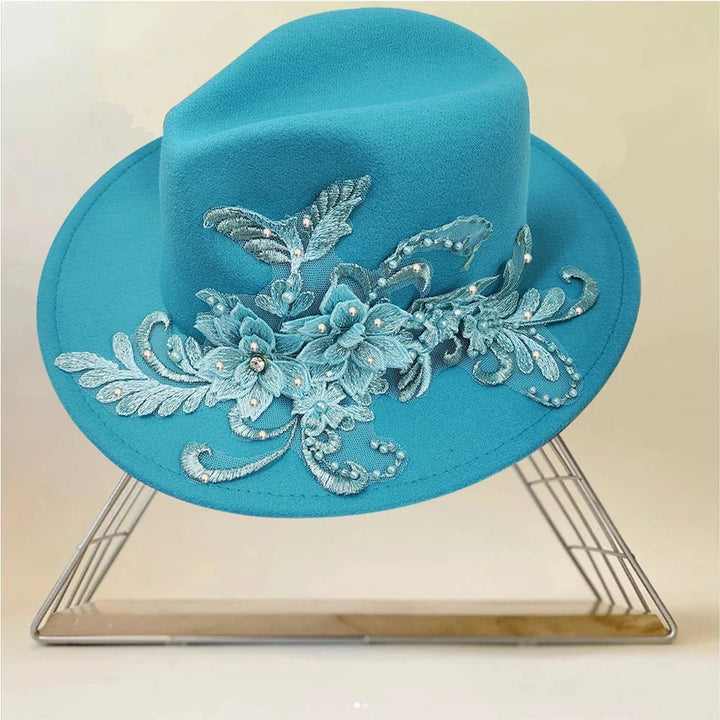 Elegant Womens Colorful 3D Flower Wedding Fedora Hat - GirlnamedParis