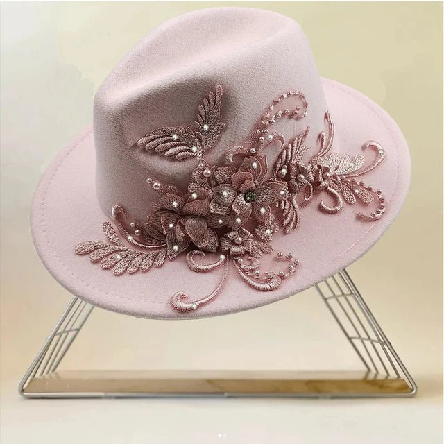 Elegant Womens Colorful 3D Flower Wedding Fedora Hat - GirlnamedParis