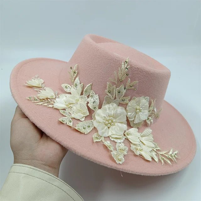 Elegant Womens Colorful 3D Flower Wedding Fedora Hat - GirlnamedParis