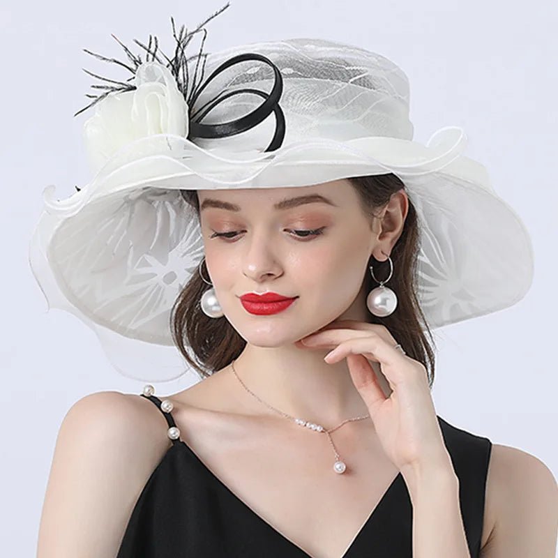 Elegant Womens Organza Wide Brim Summer Hat - GirlnamedParis