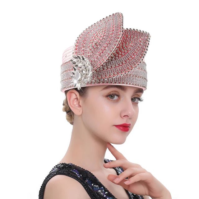 Elegant Womens Satin Rhinestone Church Fascinator Hat - GirlnamedParis