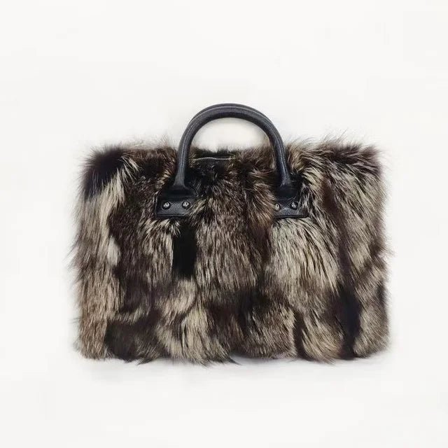 Exquisite Designer Fluffy Fox Fur Crossbody Tote - GirlnamedParis