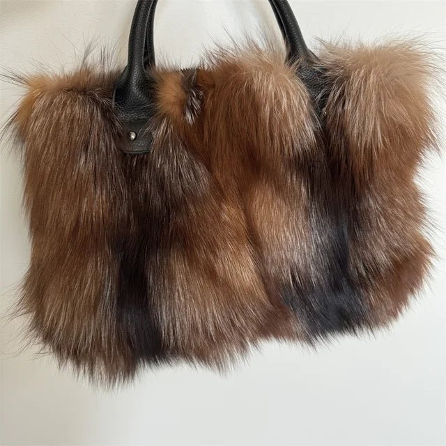 Exquisite Designer Fluffy Fox Fur Crossbody Tote - GirlnamedParis