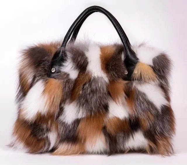 Exquisite Designer Fluffy Fox Fur Crossbody Tote - GirlnamedParis