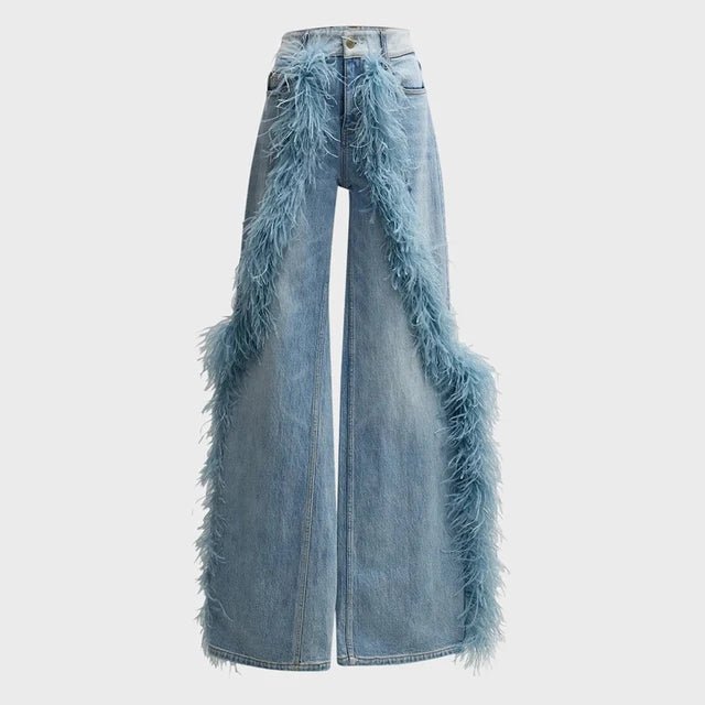 Feathered Patchwork Jeans for Women - GirlnamedParis