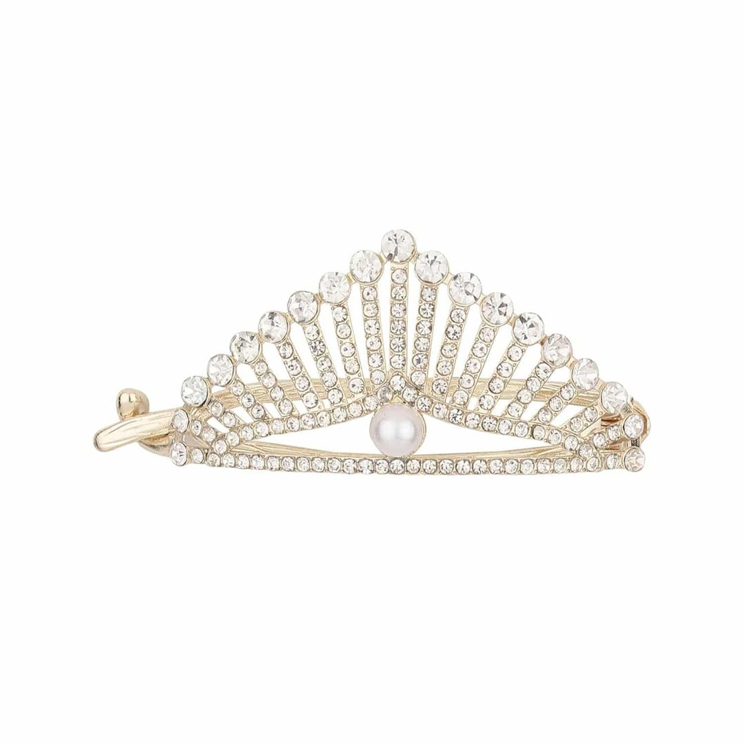 Gemstone Crown Hair Clip Hair Clip (Silver, White) for women - GirlnamedParis