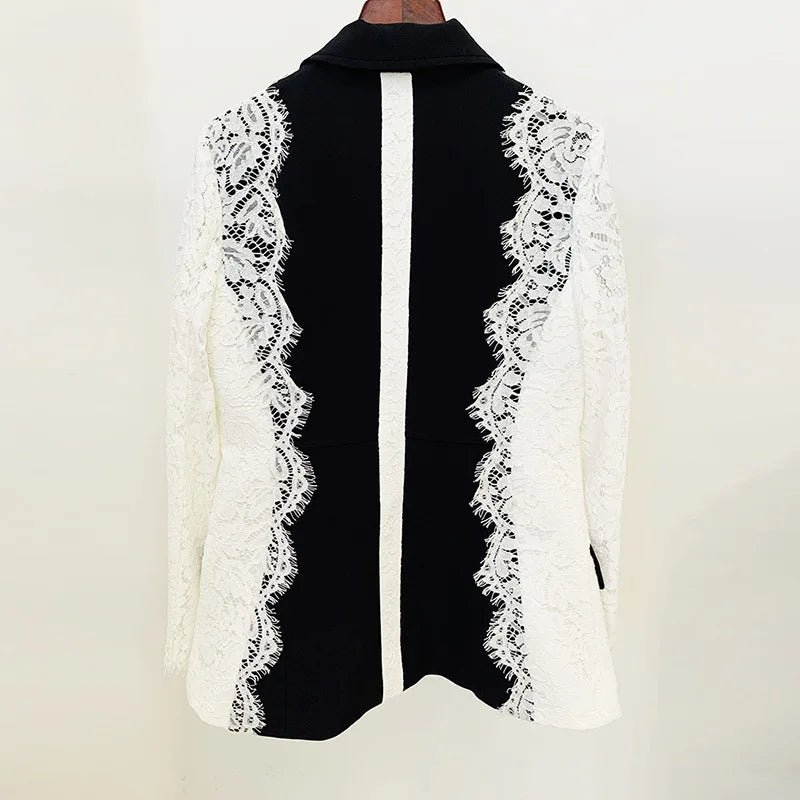 GIOIO Womens Fitted Lace Blazer Long Sleeve Fashion Jacket - GirlnamedParis