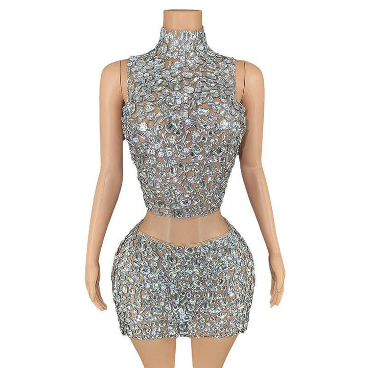 Glamorous Halter Rhinestone Mini Dress | Paris - Luxury - GirlnamedParis