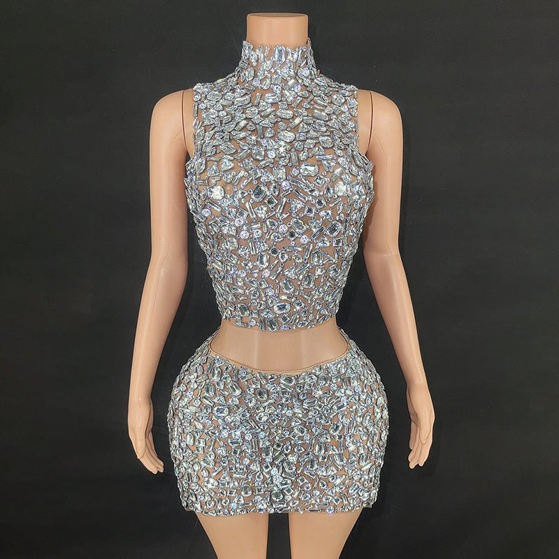 Glamorous Halter Rhinestone Mini Dress | Paris - Luxury - GirlnamedParis