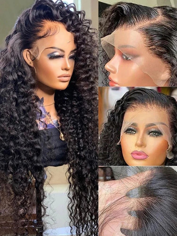 HD Transparent Lace Front Wigs Brazilian Deep Wave 3040 inches 250 Density - GirlnamedParis