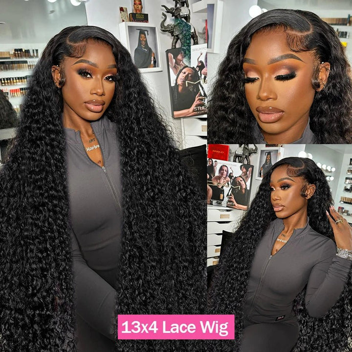 HD Transparent Lace Front Wigs Brazilian Deep Wave 3040 inches 250 Density - GirlnamedParis