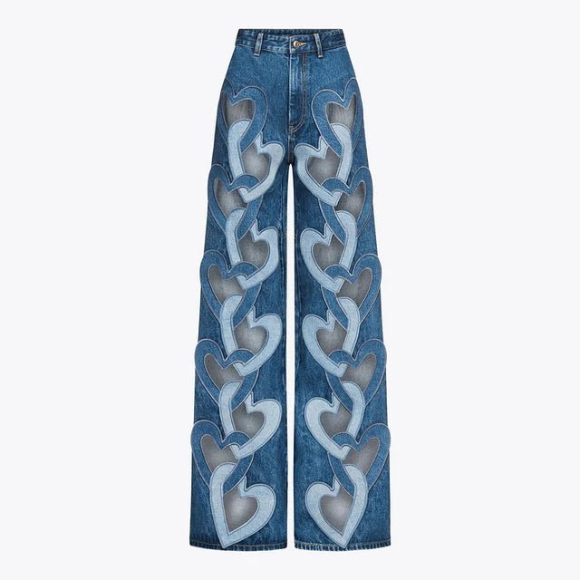 Heart Hollow High - Waist Womens Patchwork Jeans - GirlnamedParis