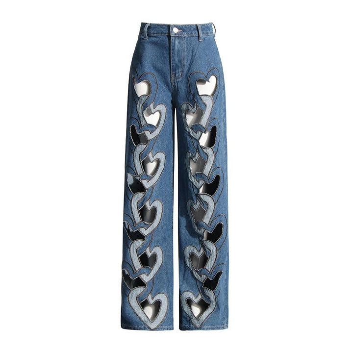 Heart Hollow High - Waist Womens Patchwork Jeans - GirlnamedParis